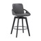 Armen Living Baylor 26" Gray Faux Leather and Black Wood Swivel Bar Stool LCBABABLGR26 - alternate 1